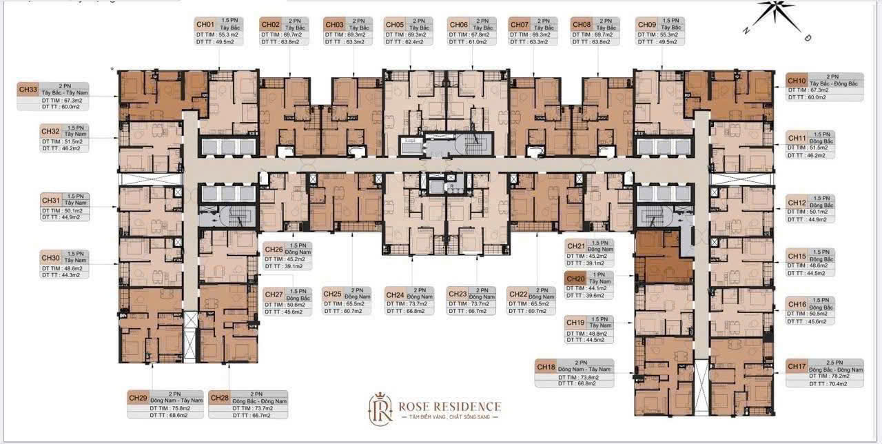 Mặt bằng Dự Án Rose residence Hải Phòng